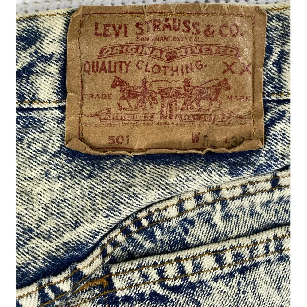 Vintage Levi's 501 Acid Wash Blue Jeans USA 80's Men's 36x32‎ (Actual 34x32)
